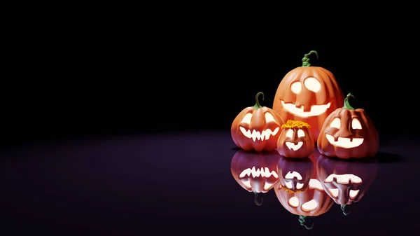 Halloween Divertente Lanterna Jack Zucche Sfondo Viola Sfumato Rendering — Foto Stock