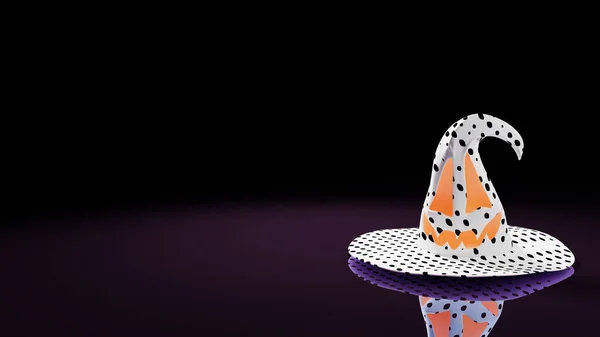 グラデーションパープルの背景にハロウィン面白い魔女の帽子 3Dからのレンダリング — ストック写真
