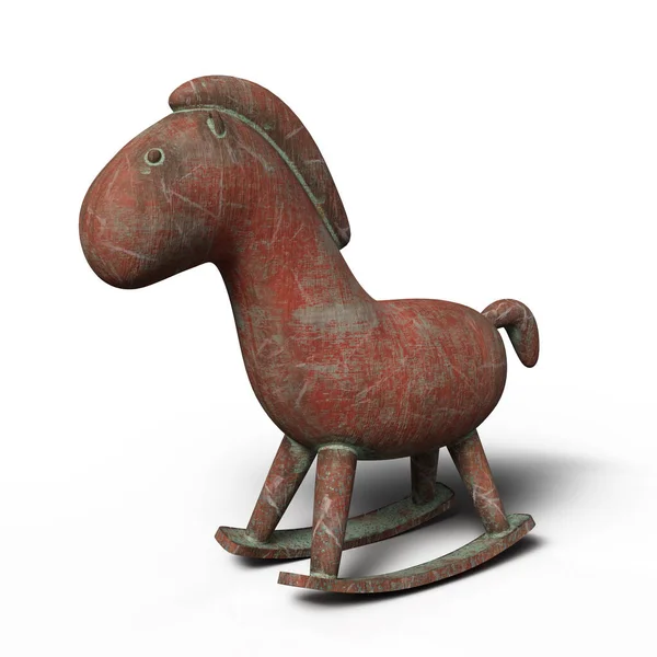 Rocking Wooden Horse Toy Ilustración Sobre Fondo Blanco — Foto de Stock