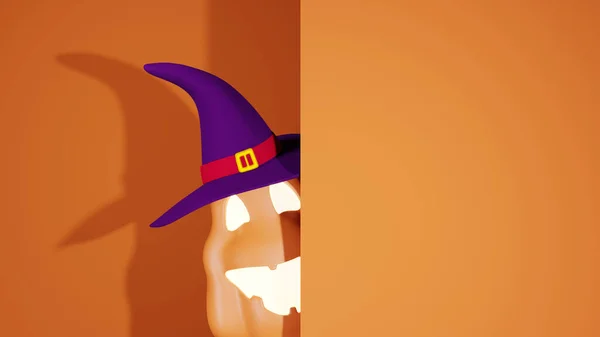 Halloween Vicces Lámpás Jack Tökfej Boszorkánykalapban Renderelés Ből — Stock Fotó