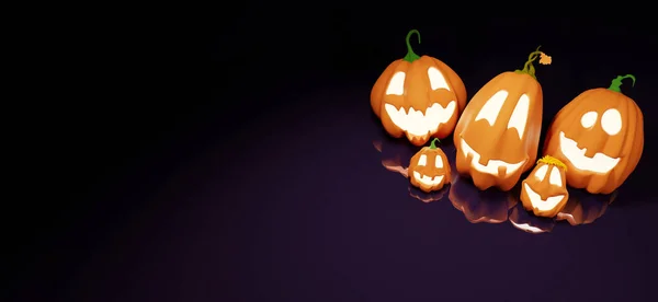 Halloween Engraçado Lanterna Jack Abóboras Fundo Gradiente Renderização — Fotografia de Stock