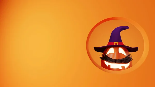 Halloween Rolig Lykta Jack Pumpkin Med Big Black Mustache Och — Stockfoto