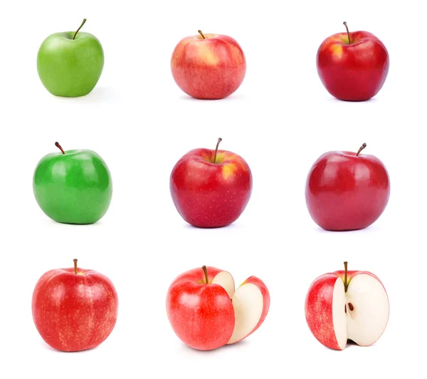 Appelfruit Set Geïsoleerd Witte Achtergrond — Stockfoto