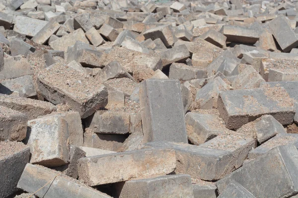 Betonowe Cement Szare Cegły Lub Płytki Uliczne Wykorzystywane Budowy Koncentracja — Zdjęcie stockowe