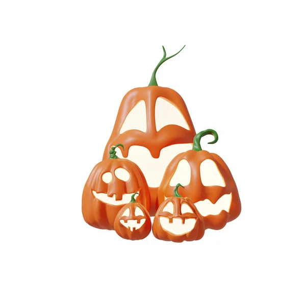 Halloween Funny Lantern Jack Pumpkin Isoliert Auf Weißem Hintergrund Illustration — Stockfoto