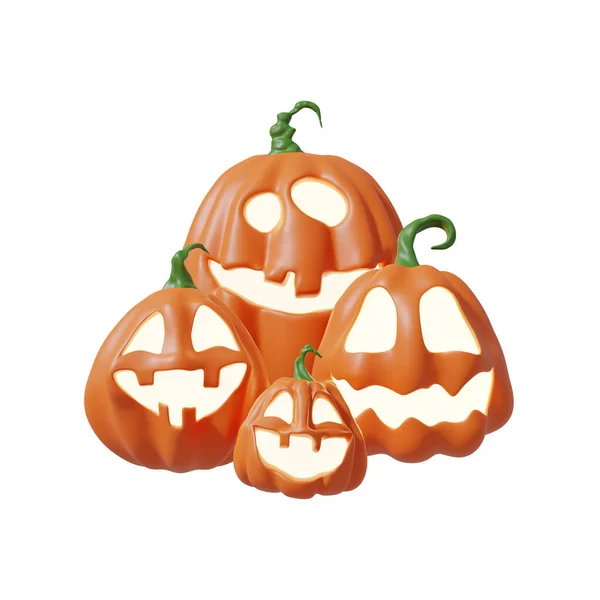 Halloween Grappige Lantaarn Jack Pumpkin Geïsoleerd Witte Achtergrond Illustratie — Stockfoto