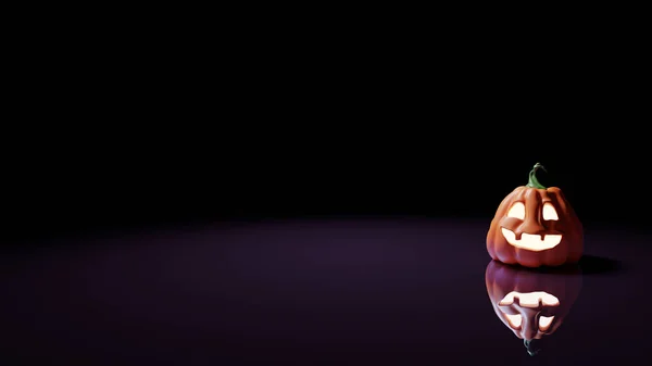 Halloween Lonely Funny Lantern Jack Pumpkin Gradientowym Fioletowym Tle Renderowanie — Zdjęcie stockowe