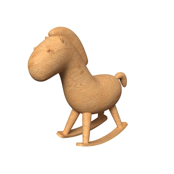 Rocking Wooden Horse Toy Illustration White Background — Stock Photo, Image