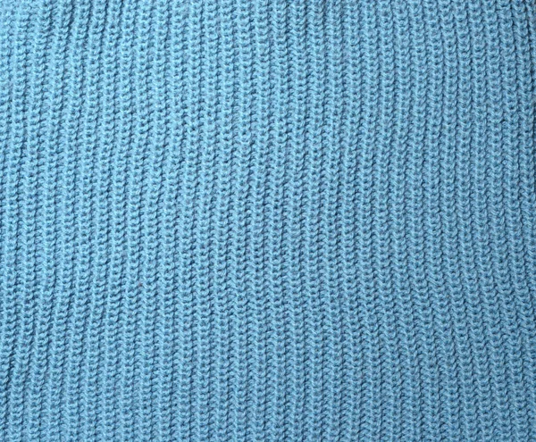 Blue Knitting Wool Textile Texture Background Handmade Yarn Cloth Fabric — Stock Photo, Image