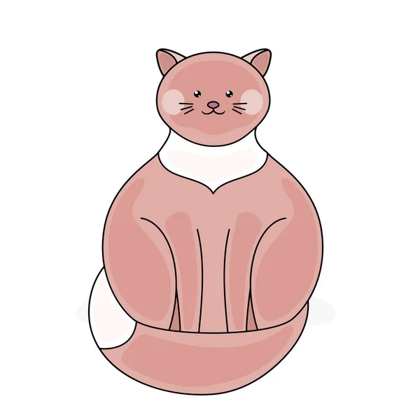 Cat Cute Cartoon Style Sitting Floor — стоковый вектор