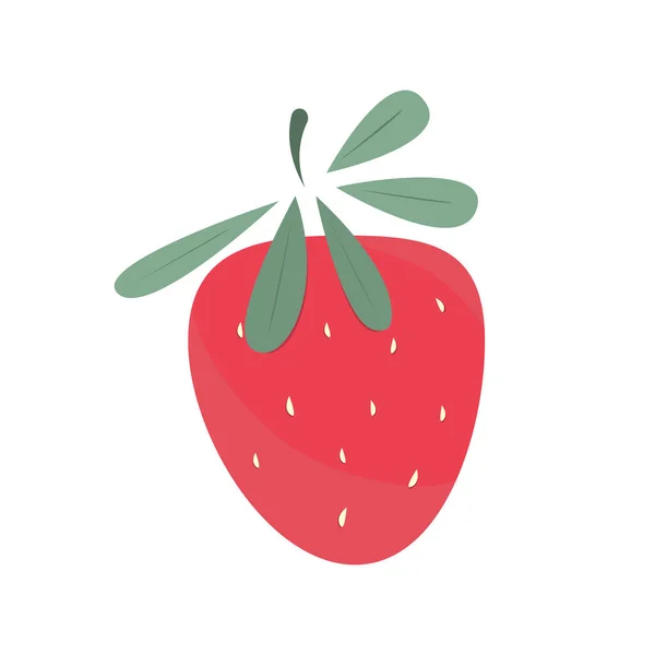 白い背景に夏の果実のイチゴの1つ — ストックベクタ