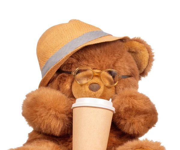 Teddybär Niedlich Furphy Und Lustig Mit Kaffeetasse Datei Mit Clipping — Stockfoto