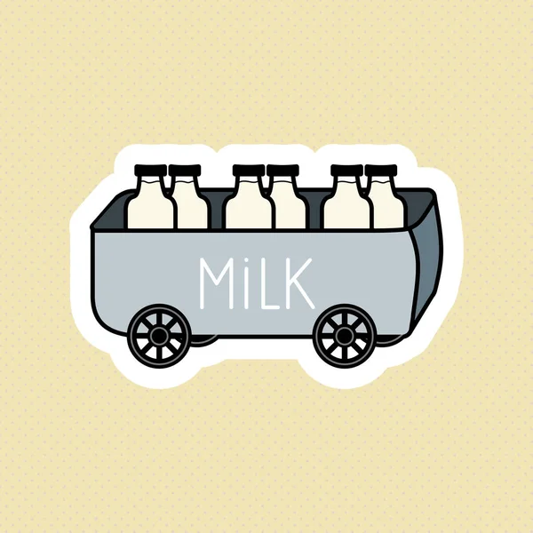 Фургон Молочными Бутылками Деревня Сельское Хозяйство Сельскохозяйственная Тематика — стоковый вектор