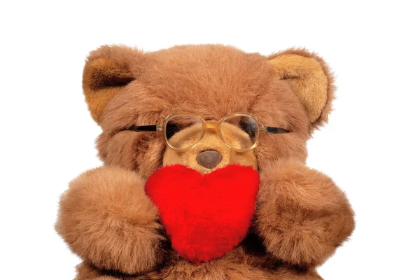 Valentijnsdag Wallpaper Met Furphy Bear Red Heart Bestand Met Knippad — Stockfoto