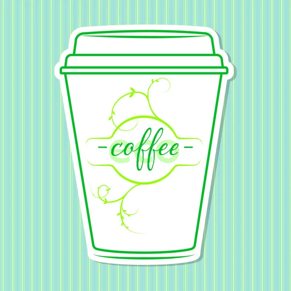Eko Kahve Fincanı Yeşil Renk Simgesi Veya Şablon — Stok Vektör