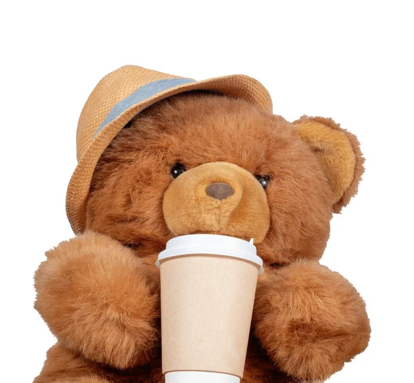 Teddybär Niedlich Furphy Und Lustig Mit Kaffeetasse Datei Mit Clipping — Stockfoto