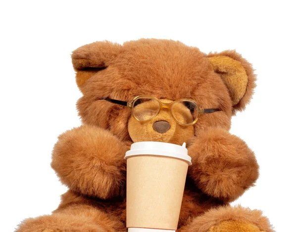 Teddybär Niedlich Furphy Und Lustig Mit Kaffeetasse Datei Mit Clipping — Stockfoto