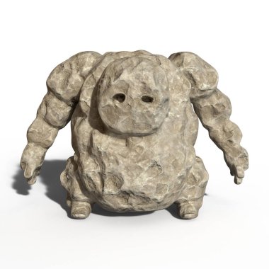 Fantezi yaratığı Golem. 3D Illustration. Kırpma Yolu Olan Dosya.