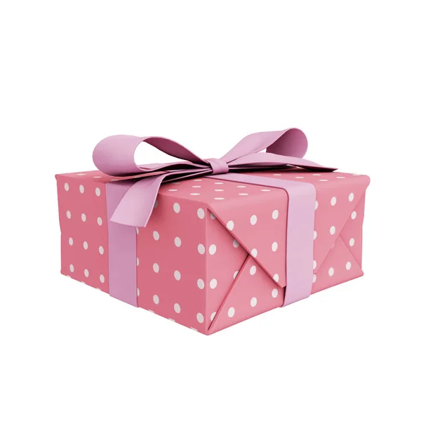Caixa Presente Com Fita Arco Modelo Para Presente Valentine Aniversário — Fotografia de Stock