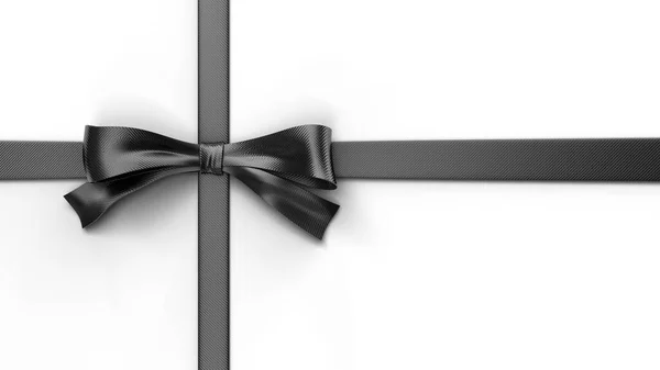 Fiyonklu Kara Kurdele. Noel Kolajı, Paskalya, Sevgililer Günü ve Doğum Günü için şablon. 3D Illustration. Clipping Path ile Dosya.