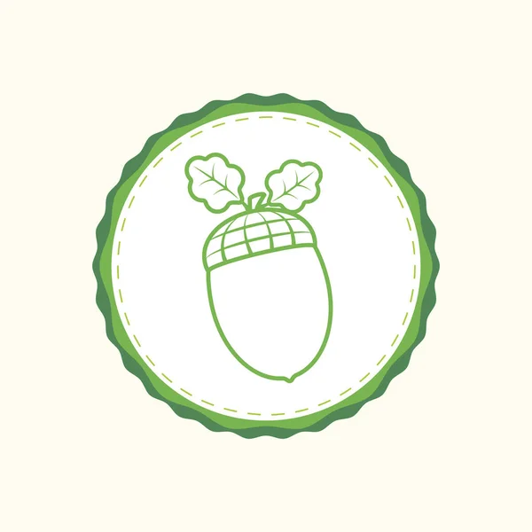 Eco Ecology Thematic Template Acorn Logo Sticker Print Card Eco — 스톡 벡터