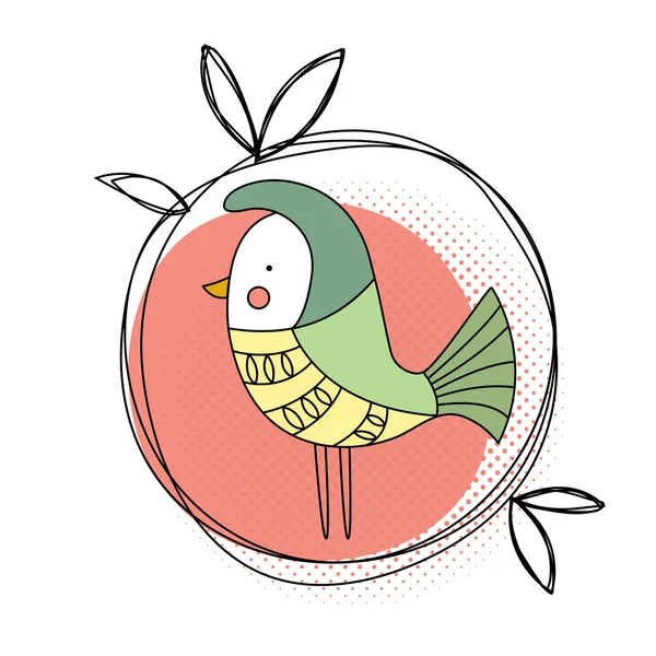 Cute Bird Vintage Rustic Style Logo Sticker Εκτύπωση Κάρτα Αφίσα — Διανυσματικό Αρχείο