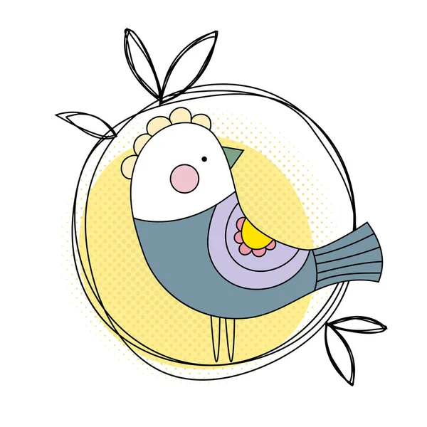 Cute Bird Vintage Rustic Style Logo Sticker Εκτύπωση Κάρτα Αφίσα — Διανυσματικό Αρχείο