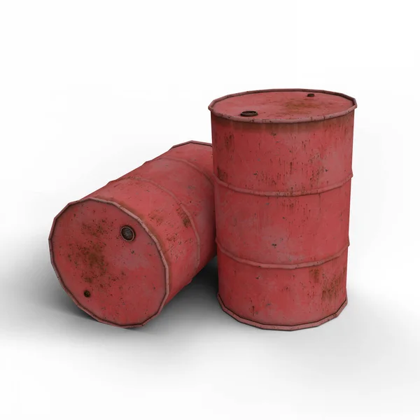 Steel Old Rusty Red Drum Barrel Illustration File Clipping Path —  Fotos de Stock