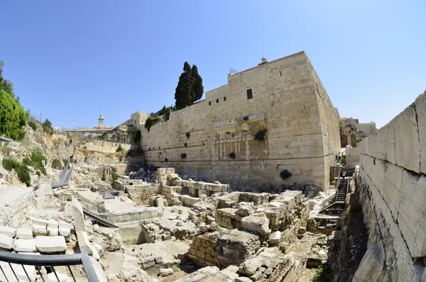 Opgravingen in de buurt van westelijke muur in Jeruzalem, — Stockfoto