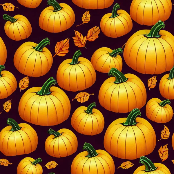 Sömlös Bakgrund Med Gula Och Orange Pumpor För Halloween Och — Stockfoto