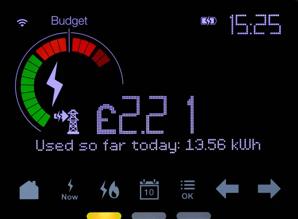 Affichage Compteur Intelligent Montrant Coût Quantité Électricité Utilisée Dans Une Images De Stock Libres De Droits