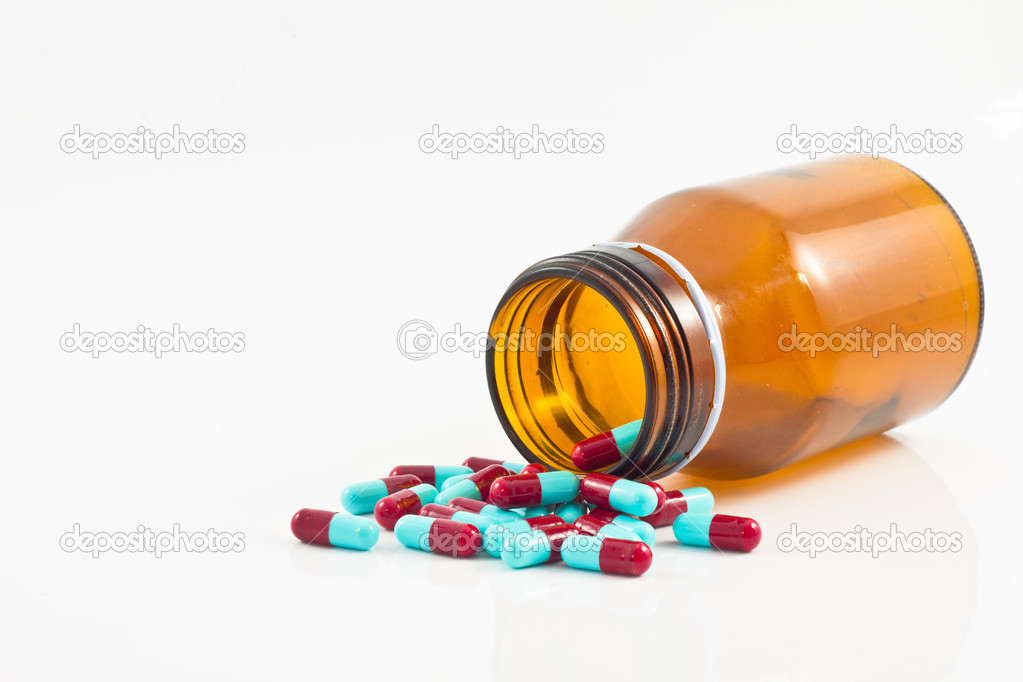 Pills and brown bottle