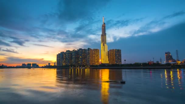 Chi Minh Stadt Vietnam November 2021 Zeitraffer Des Stadtgebiets Fluss — Stockvideo