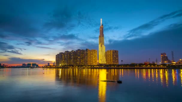 Chi Minh City Vietnam November 2Nd 2021 Time Lapse Riverside — Stock Video