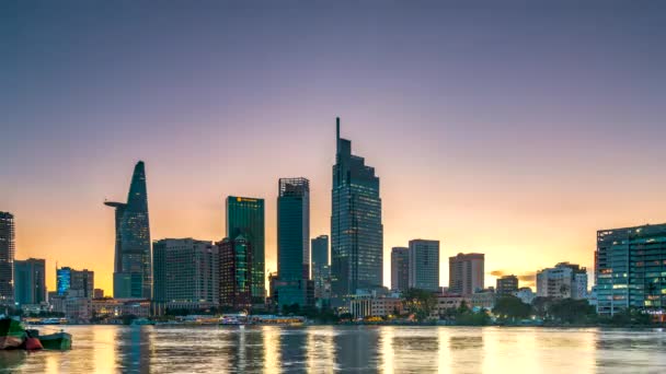 Chi Minh City Vietnam Noviembre 2021 Time Lapse Riverside Urban — Vídeos de Stock