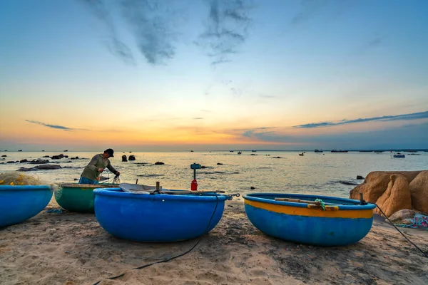 Mui Vietnam Enero 2022 Vista Playa Muelle Del Bote Atardecer — Foto de Stock