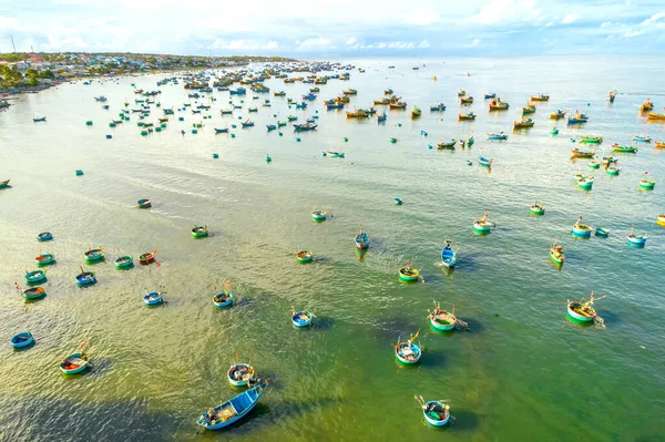 Mui Fishing Village Seen Hundreds Boats Anchored Avoid Storms Beautiful — стоковое фото