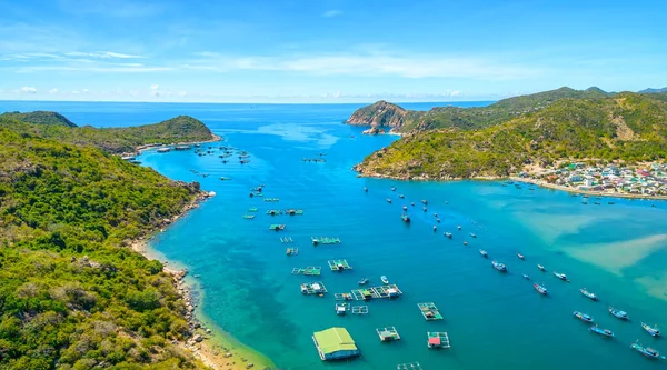 Vinh Bay Viewed Noon Summer Hundreds Fishing Boats Moored Fishing — Fotografia de Stock