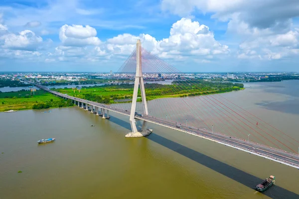 Czy Tho Bridge Can Tho City Wietnam Widok Lotu Ptaka — Zdjęcie stockowe