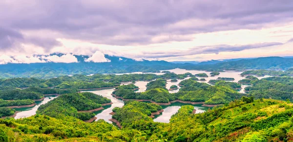 Dung Lake Sett Ovanifrån Med Lugn Soluppgång Himmel Bakgrund Detta — Stockfoto