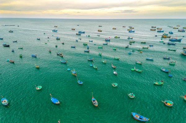 Mui Fishing Village Seen Hundreds Boats Anchored Avoid Storms Beautiful — стоковое фото