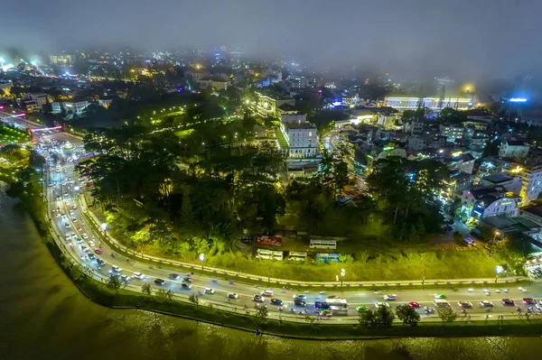 Aerial View Lat City Night Beautiful Tourism Destination Central Highlands — 图库照片
