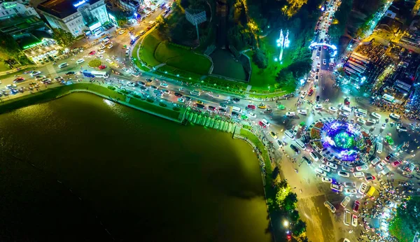 Aerial View Lat City Night Beautiful Tourism Destination Central Highlands — Photo