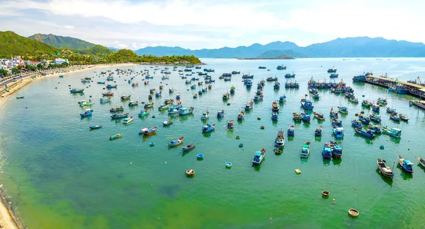 Vinh Luong Fishing Village Nha Trang Vietnam Seen Hundreds Boats — Fotografia de Stock