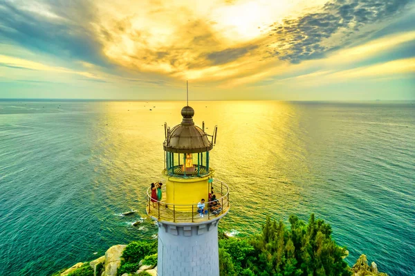 Aerial View Dawn Landscape Dai Lanh Lighthouse Phu Yen Vietnam — Zdjęcie stockowe