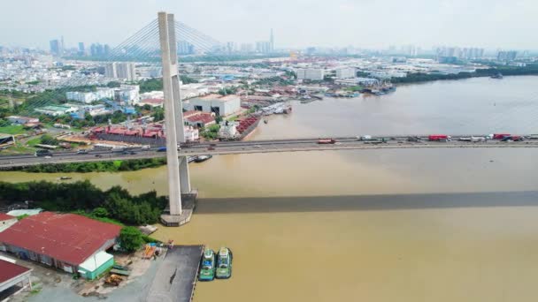 Drone Vista Phu Bridge Nella Città Chi Minh Vietnam Questo — Video Stock