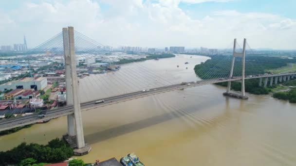 Drone Kilátás Phu Híd Chi Minh Város Vietnam Legnagyobb Híd — Stock videók