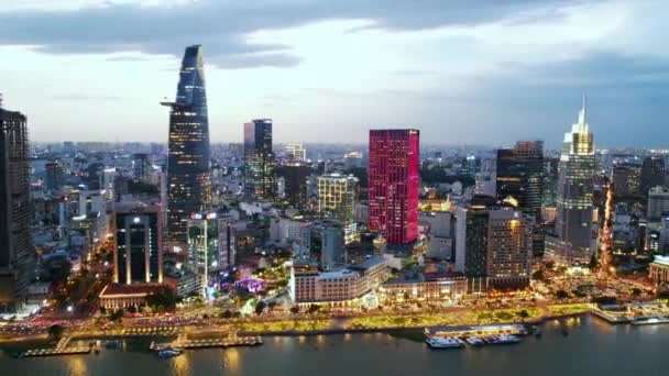Мин Город Вьетнам Июня 2022 Года Timelapse Закат Ночь Хошимин — стоковое видео