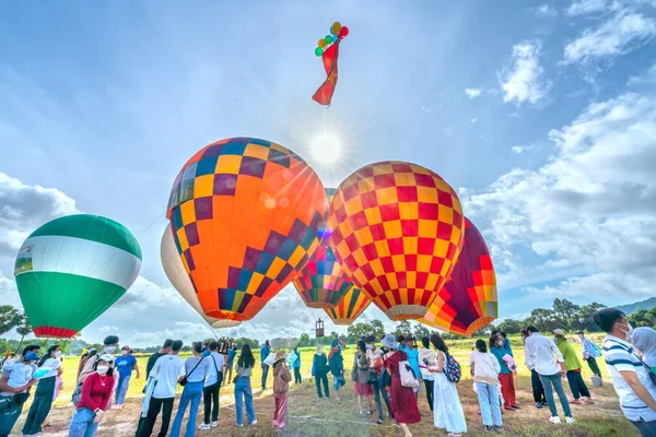 Giang Vietnam September 2022 Das Heißluftballonfestival Auf Dem Feld Nach — Stockfoto