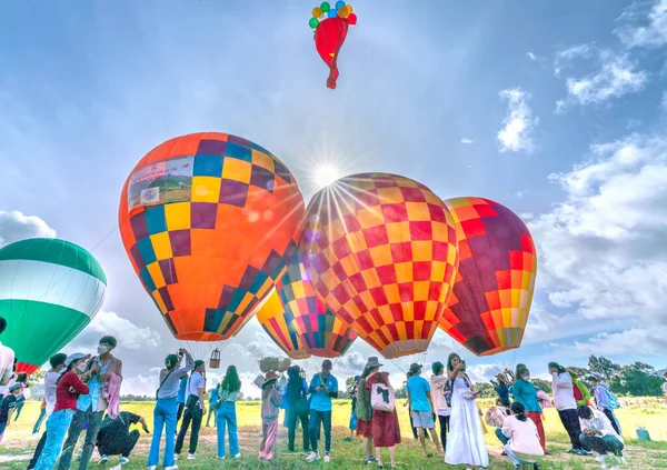 Giang Vietnam September 2022 Das Heißluftballonfestival Auf Dem Feld Nach — Stockfoto